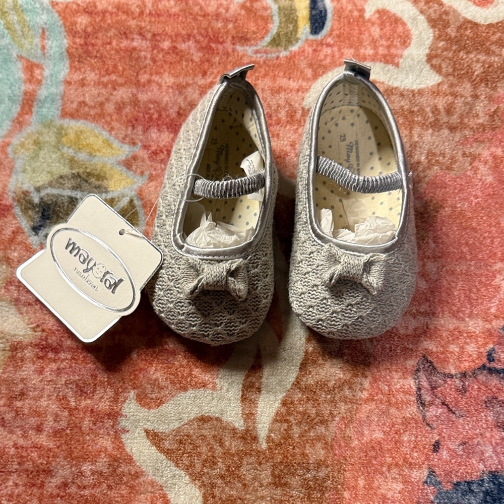 Mayoral Textured Cream Bow Dress Shoes